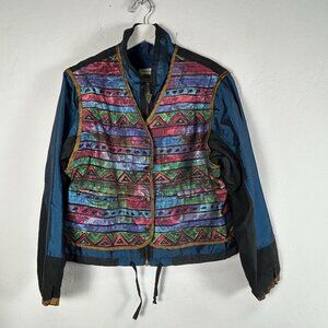 Vintage Petite Sophisticate Collection Women Multicolor Aztec Vest Jacket Medium